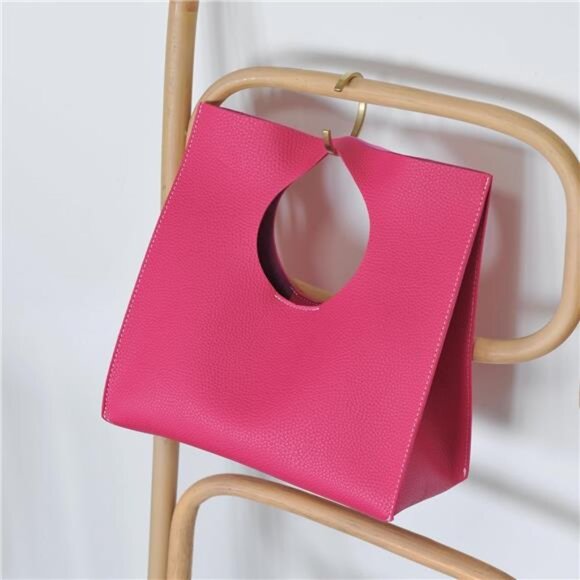 Vintage Minimalist Style Soft Pu Leather Handbag Clutch Small Tote - Picture 4 of 7